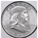 1954 D GEM BU FRANKLIN HALF DOLLAR