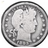 1893 BARBER QUARTER G