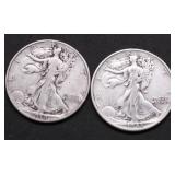 TWO WALKING HALF DOLLARS