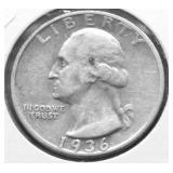 1936 S WASHINGTON QUARTER XF