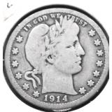 1914 BARBER QUARTER VG