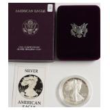 1986 PROOF SILVER EAGLE W BOX PAPERS