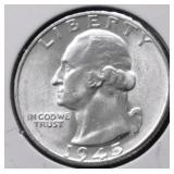 1945 GEM BU WASHINGTON QUARTER