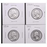 4 SILVER WASHINGTON QUARTERS