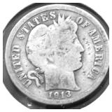 1913 BARBER DIME G