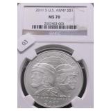 2011 NGC MS70 US ARMY SILVER DOLLAR