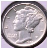 1944 S CHOICE BU MERCURY DIME