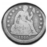 1840 DRAPERY SEATED DIME VG