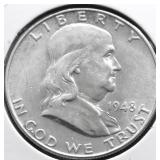 1948 D CHOICE BU FBL FRANKLIN HALF DOLLAR