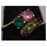 10K GOLD MULTI STONE RING  SZ 5.75   1.54 GRAMS