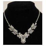 STERLING SILVER FLOWER CHOKER NECKLACE