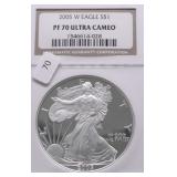 2005 W NGC PF70UC SILVER EAGLE