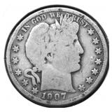 1907 D BARBER HALF DOLLAR G
