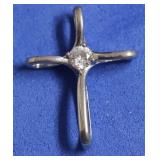 14K WHITE GOLD DIAMOND CROSS PENDANT  1.15GR