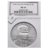 1998 S NGC MS70 BLACK PATRIOTS SILVER DOLLAR