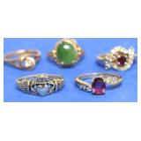 5 GOLD ELECTRA PLATE RINGS
