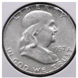 1957 CHOICE BU FRANKLIN HALF DOLLAR