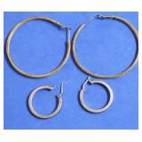 2 PAIR STERLING SILVER EAR RINGS