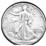 1941 WALKING HALF DOLLAR XF