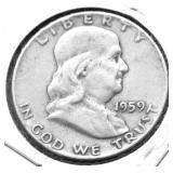 1959 FRANKLIN HALF DOLLAR VF