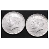 2 SHOICE BU 1964 KENNEDY HALF DOLLARS