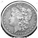 1892 S MORGAN DOLLAR VF