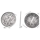 TWO WALKING HALF DOLLARS