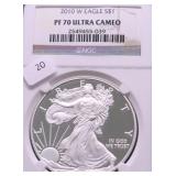 2010 W NGC PF70UC SILVER EAGLE
