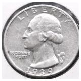 1939 S WASHINGTON QUARTER AU