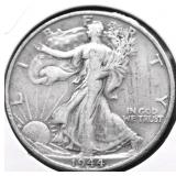 1944 D WALKING HALF DOLLAR XF