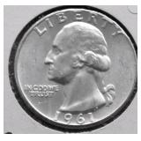 1961 GEM BU WASHINGTON QUARTER
