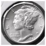 1945 D GEM SPLIT BANDS MERCURY DIME