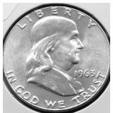 1963 GEM BU FRANKLIN HALF DOLLAR