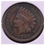 1887 INDIAN HEAD CENT AU