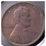 1909 VDB LINCOLN CENT XF