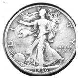 1936 S WALKING HALF DOLLAR VF