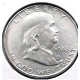 1948 GEM FBL FRANKLIN HALF DOLLAR