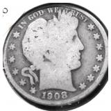 1908 D BARBER HALF DOLLAR G