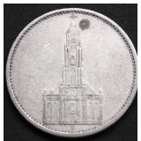 1934 NAZI GERMANY SILVER 5 MARKS XF POSTDAM CHURCH
