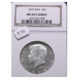 1965 NGC PF64 CAM SMS KENNEDY HALF DOLLAR