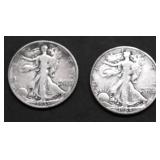 TWO WALKING HALF DOLLARS