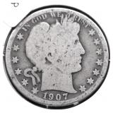 1907 O BARBER HALF DOLLAR G