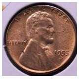 1955S GEM RB LINCOLN CENT