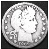 1909 BARBER QUARTER VG