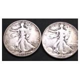 TWO WALKING HALF DOLLARS