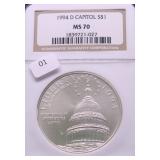 1994 D NGC MS70 CAPITOL SILVER DOLLAR