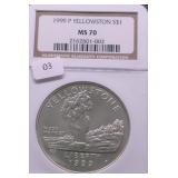 1999 NGC MS70 YELLOWSTONE SILVER DOLLAR