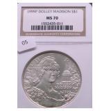 1999 DNGC MS70 DOLLAR MADISON SILVER DOLLAR