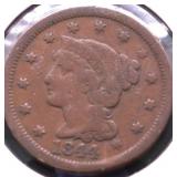 1844 LARGE CENT VF