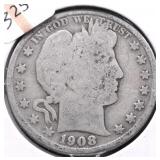 1908 D BARBER HALF DOLLAR G